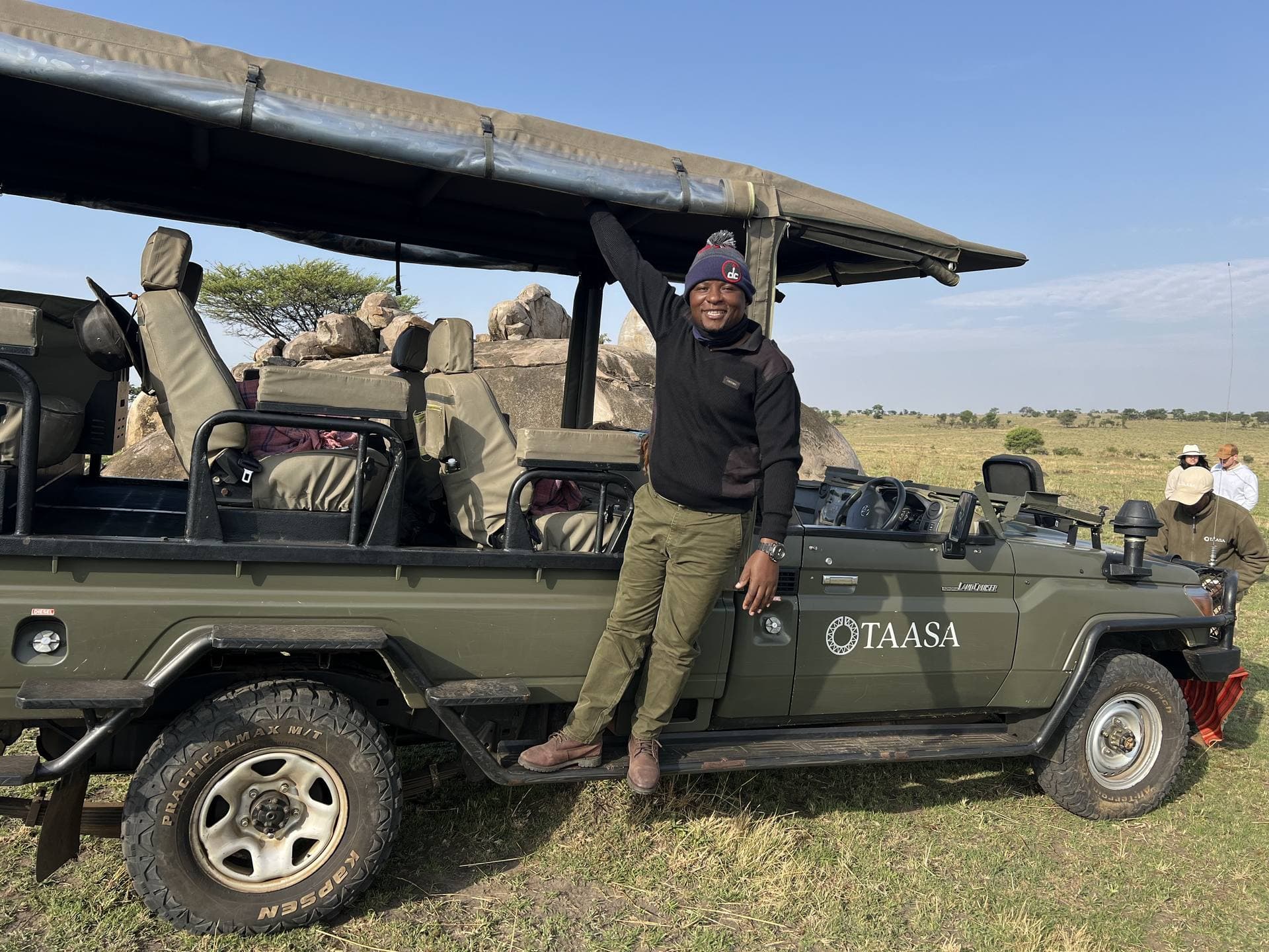 Close-up of a safari vehicle's amenities