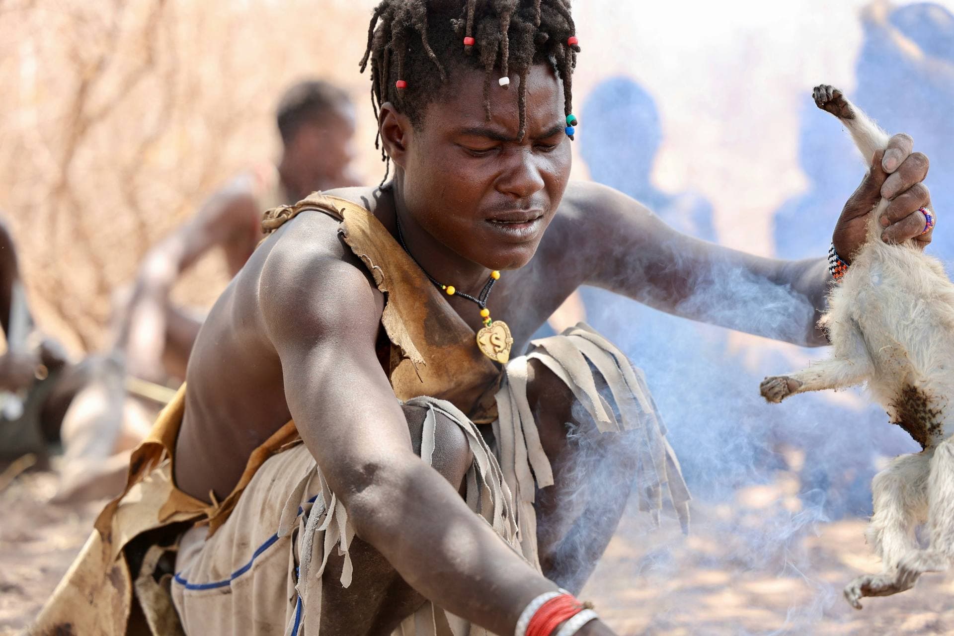Hadzabe hunter with a bow and arrow