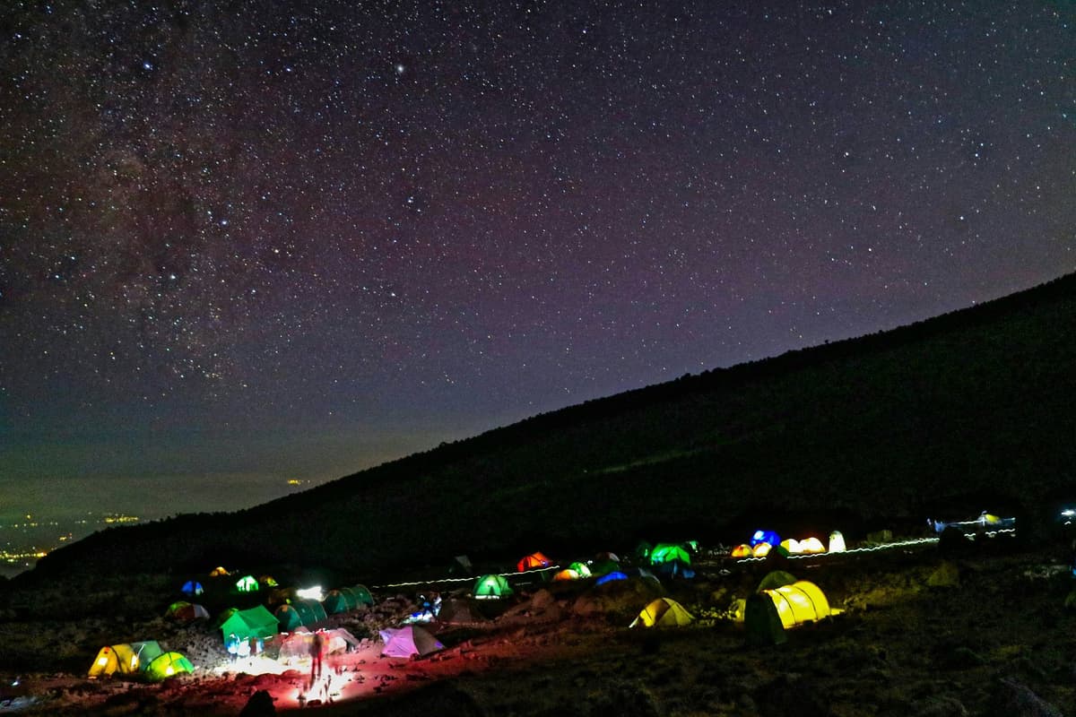 Night sky over Mount Meru