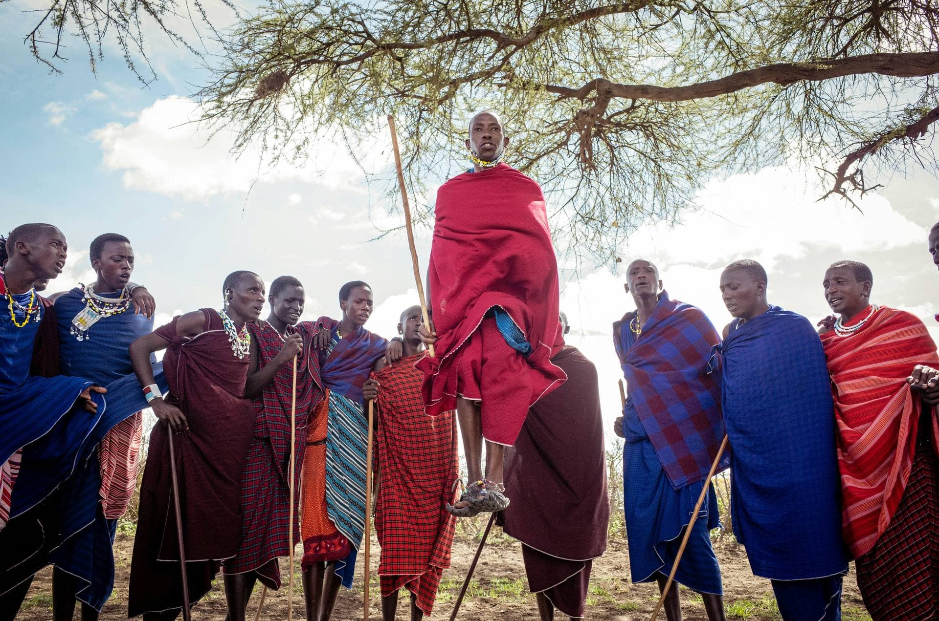 Maasai warriors in traditional attire