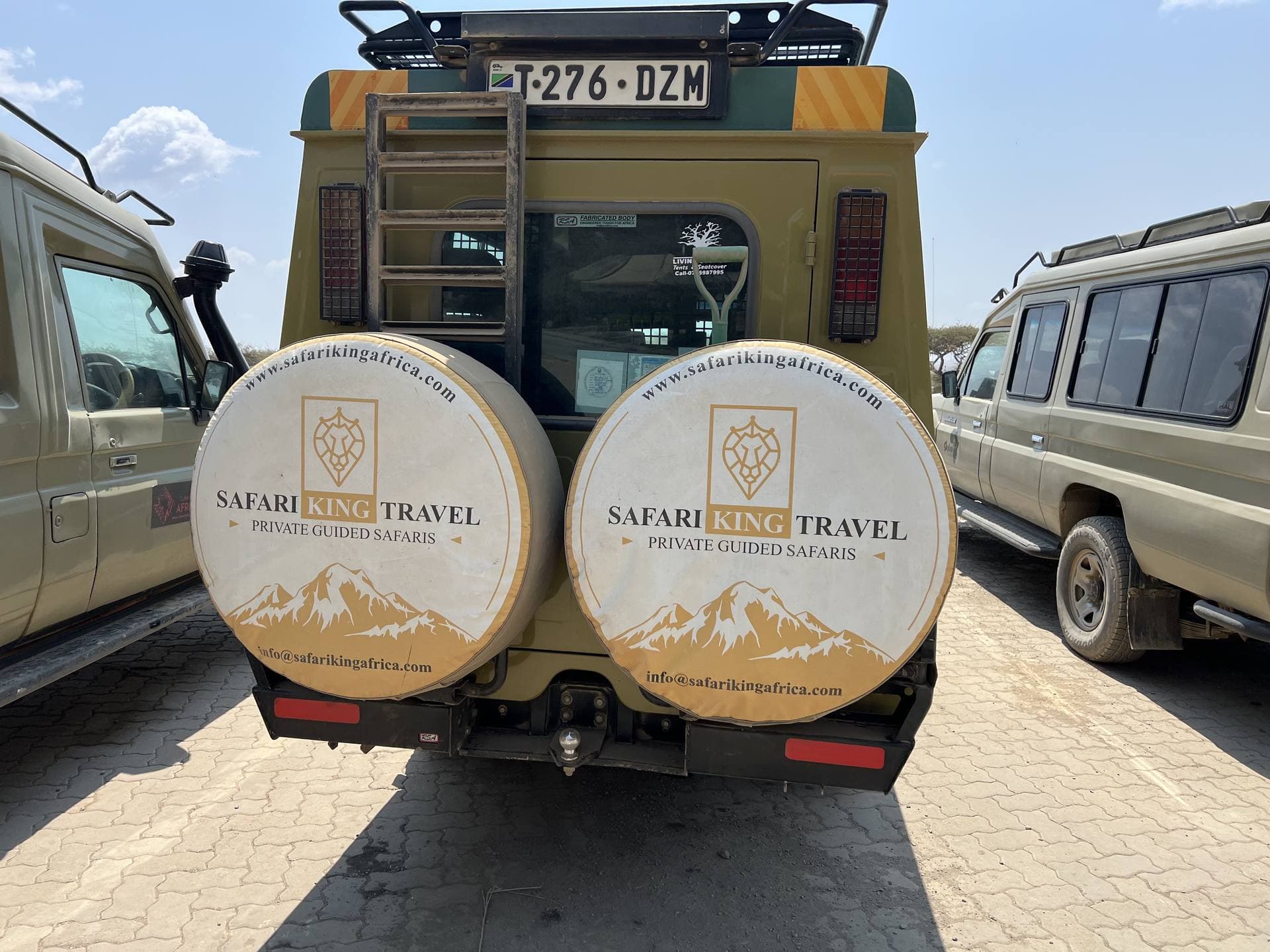 Safari vehicle observing wildlife