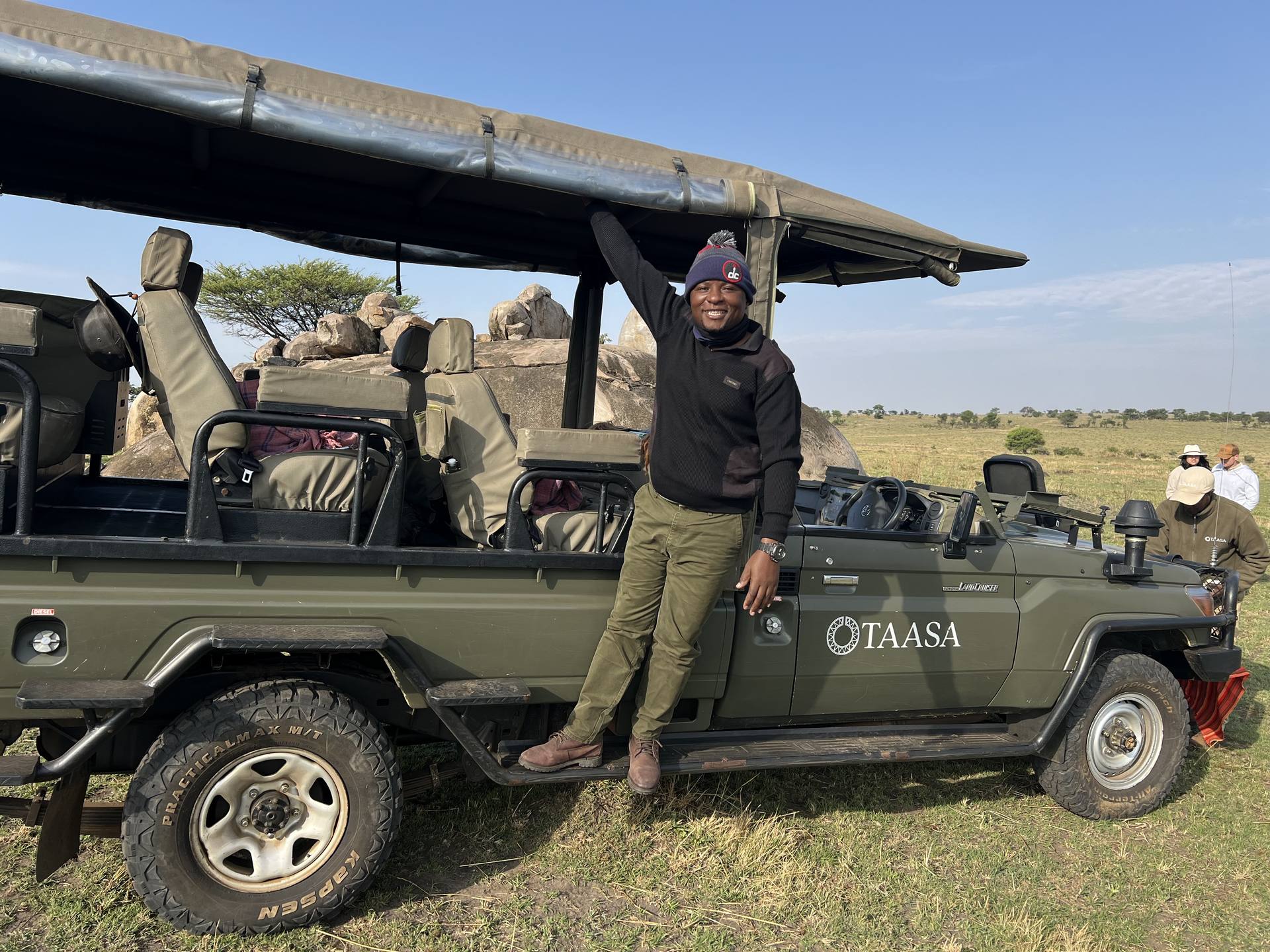 Close-up of a safari vehicle's amenities