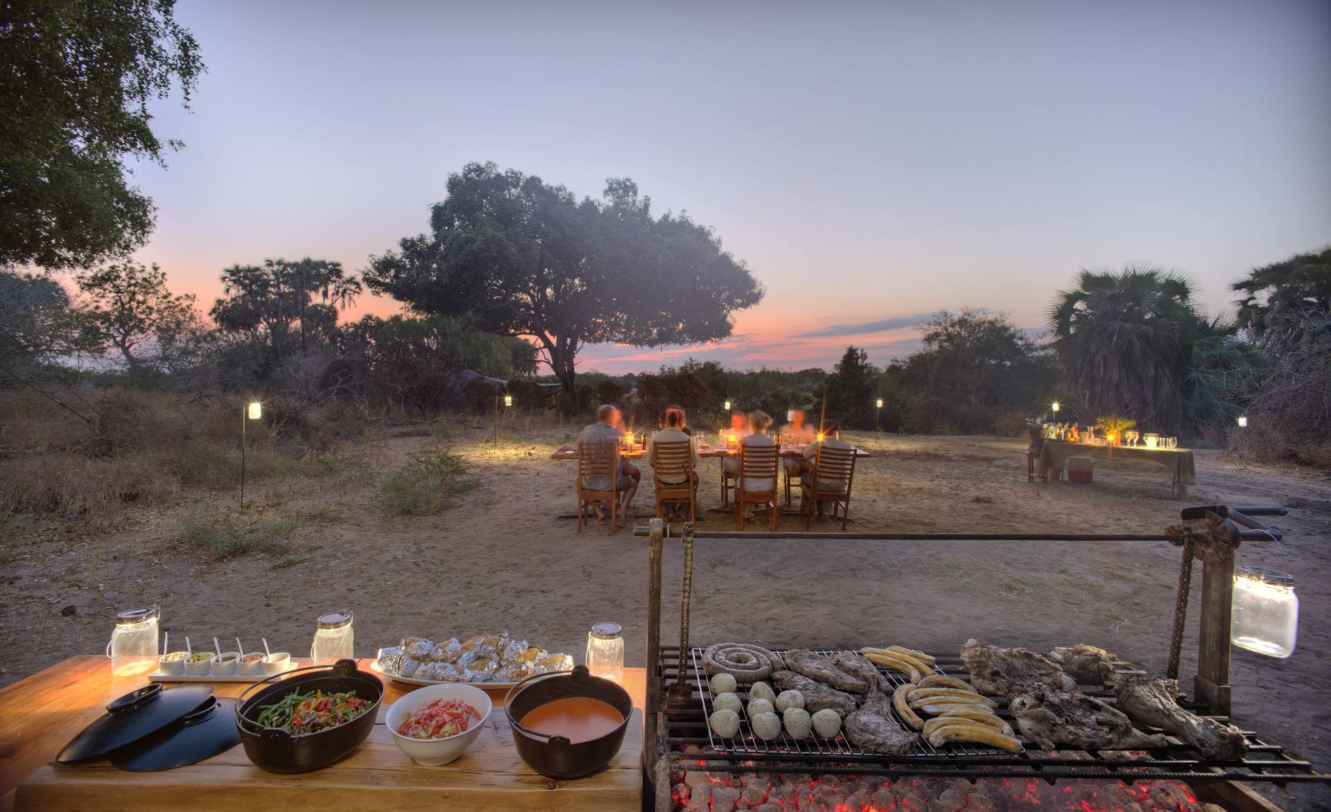 Sunset gathering on safari in Tanzania