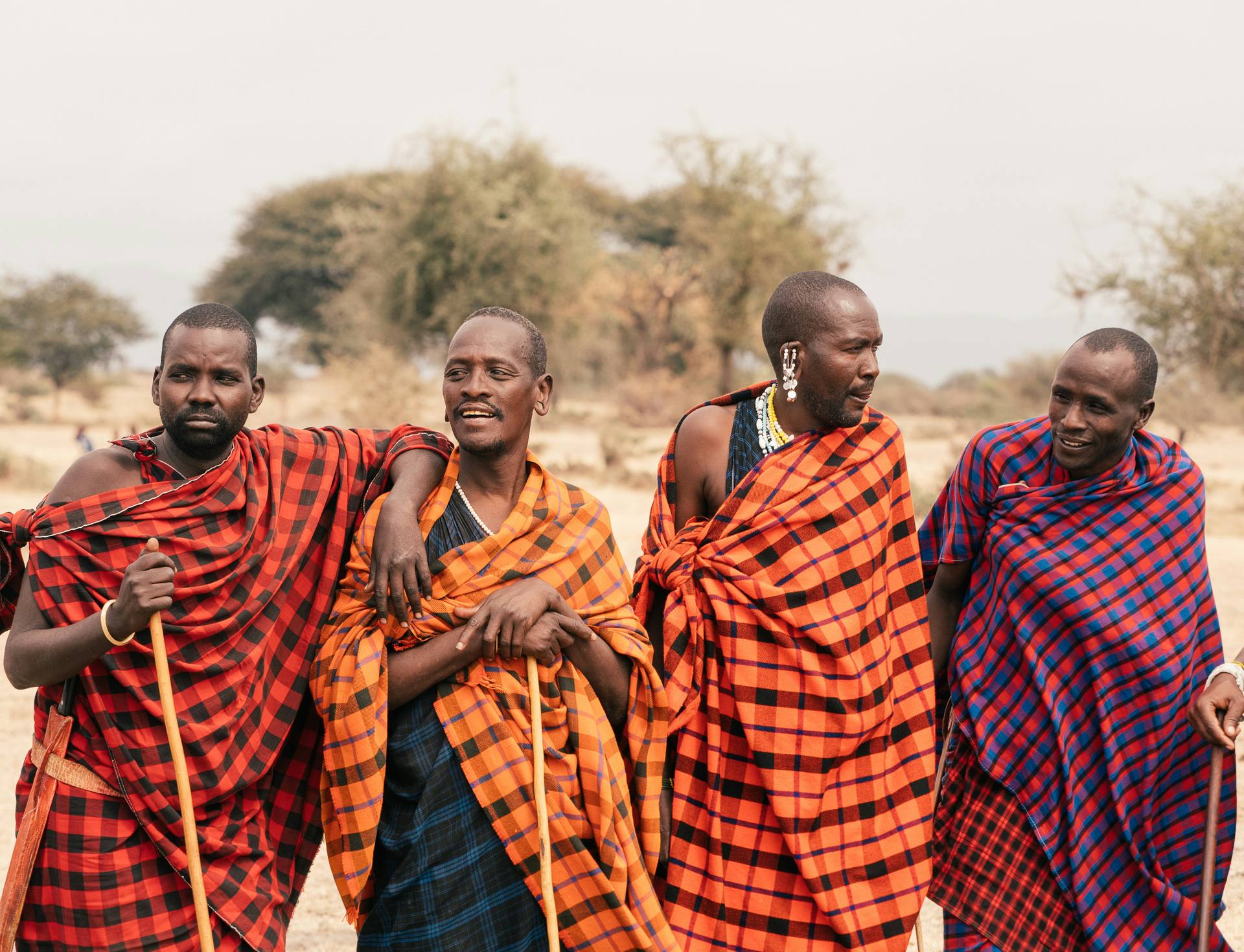 Maasai elders welcoming travellers